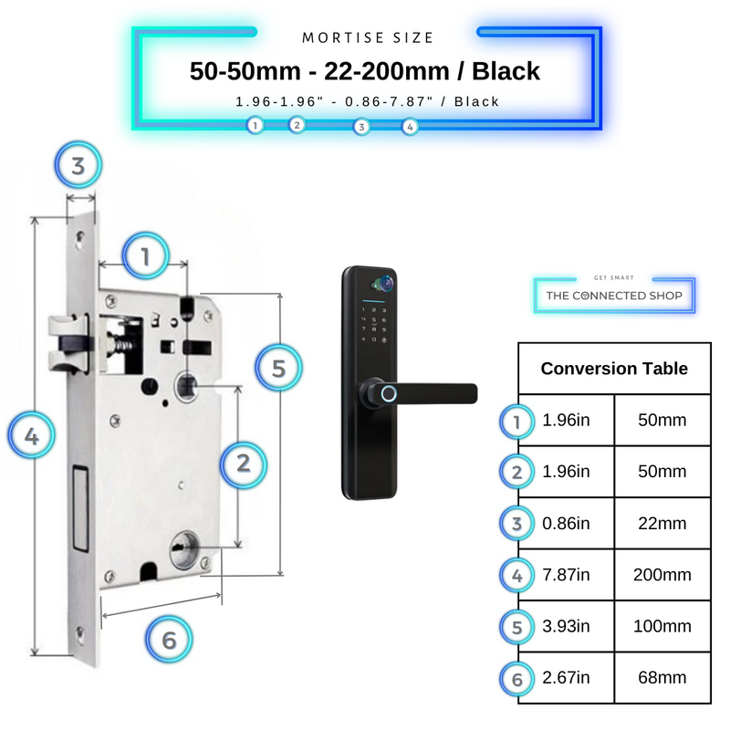 Universal Smart Door Lock Camera - 50-50mm (22x200mm) - Black -