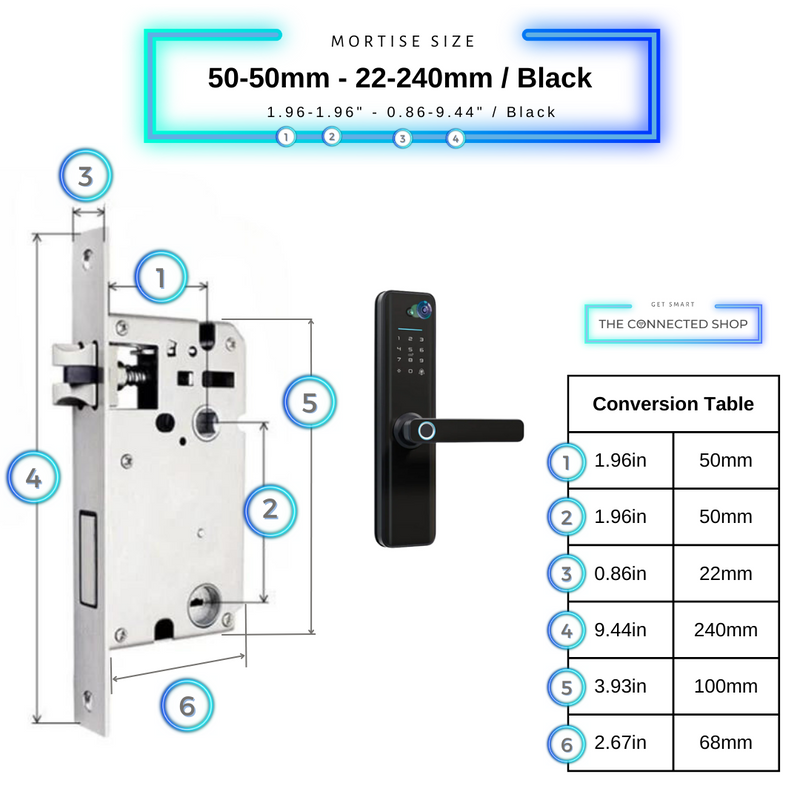 Universal Smart Door Lock Camera - 50-50mm (22x240mm) - Black -