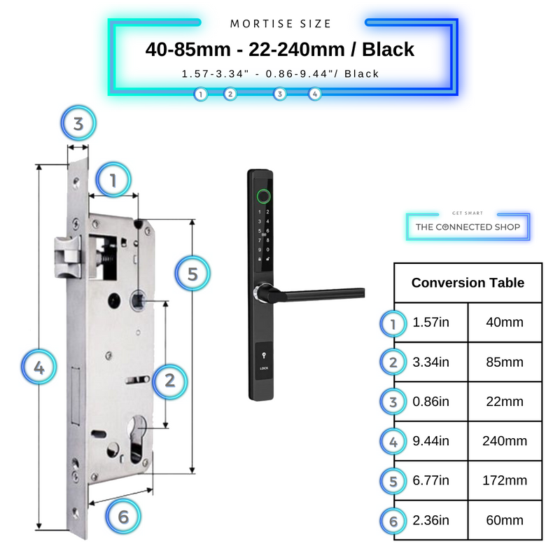 Smart Door Lock Sleek Black 4085 240mm