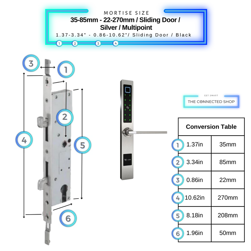 Smart Door Lock Sleek Silver 3585 270mm sliding door multipoint