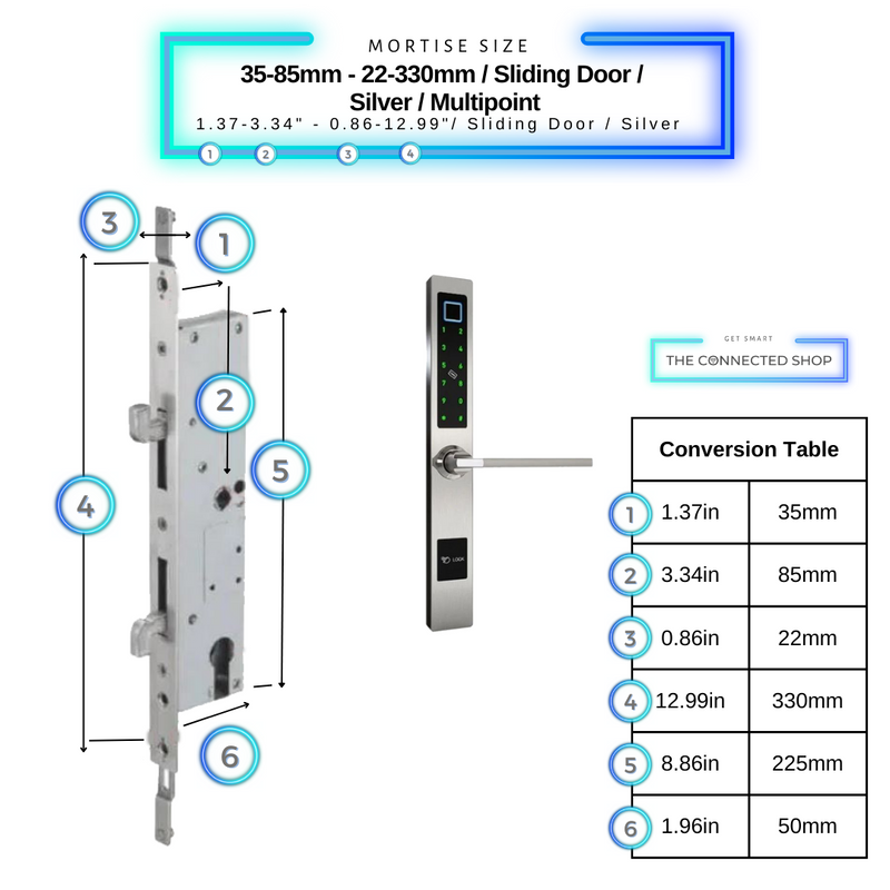 Smart Door Lock Sleek Silver 3585 330mm sliding door multipoint