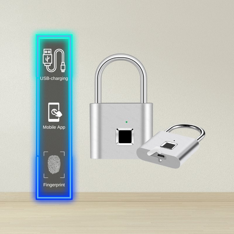 Fingerprint Lock Smart Padlock - Silver - No Mobile App -