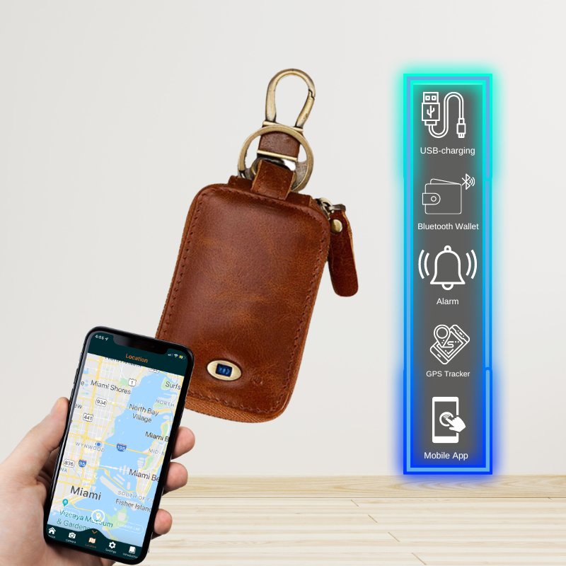 Smart Bluetooth Car Key Holder - Red - -