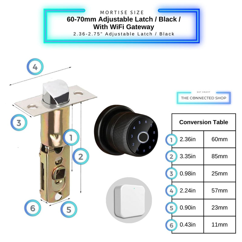 Smart Door Knob Lock - Black - With WiFi Gateway -