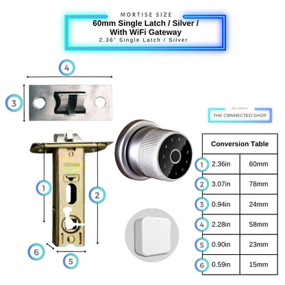 Smart Door Knob Lock - Silver - With WiFi Gateway
