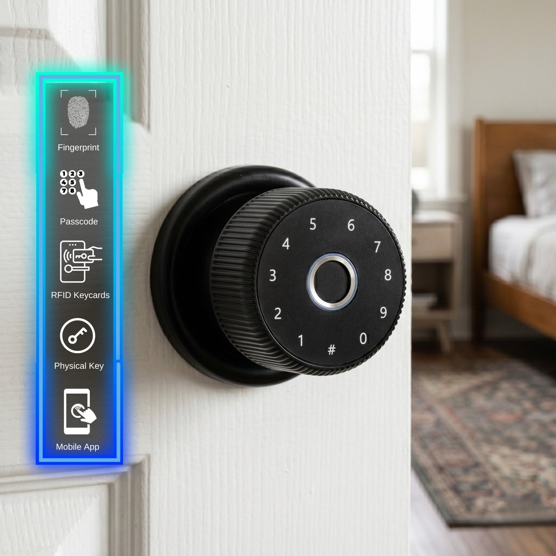 smart door knob lock black 3