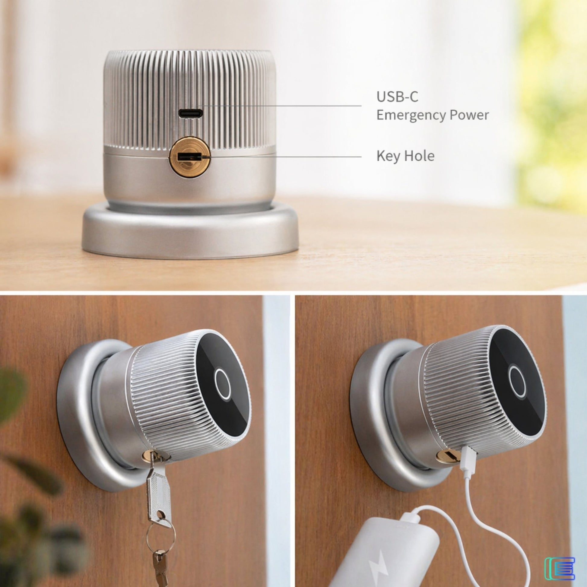 smart door knob lock silver 3