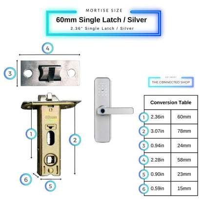 Smart Door Lock - 60mm Single Latch - Silver -