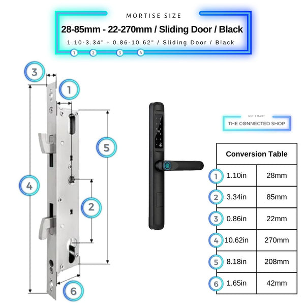 Smart Door Lock Slim - 28-85mm (22x270mm) Sliding Door - Black -