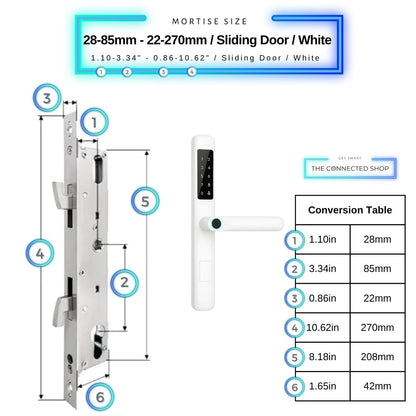 Smart Door Lock Slim - 28-85mm (22x270mm) Sliding Door - White