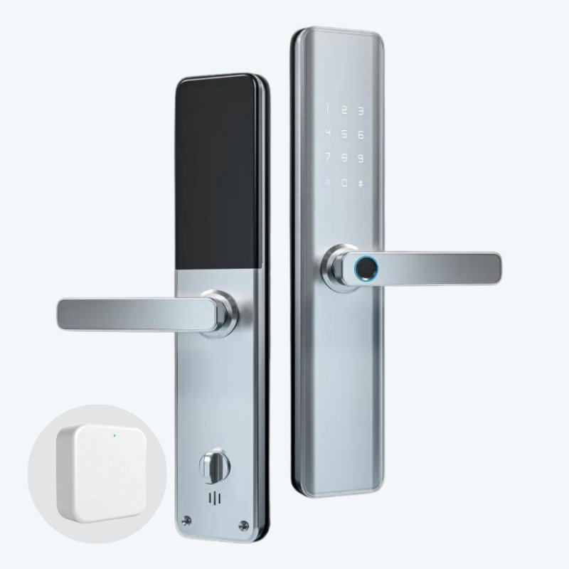 Smart Door Lock Thick - No Mortise - Silver - With WiFi Gateway