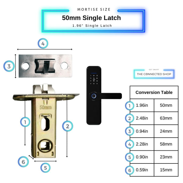 Smart Door Lock XL - 50mm Single Latch - Black -