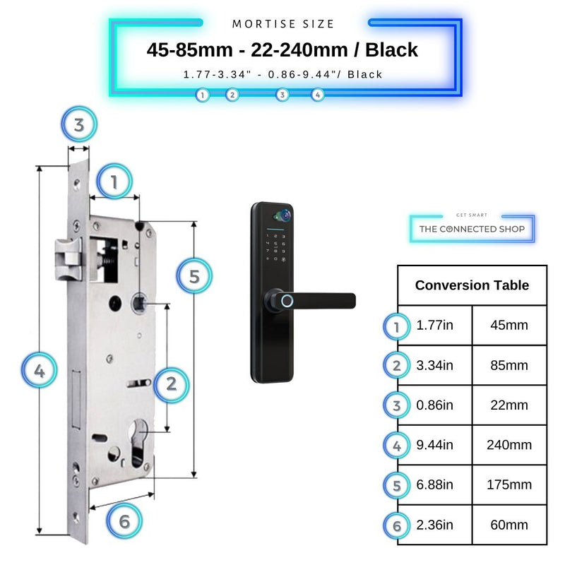 Universal Smart Door Lock Camera - 45-85mm (22x240mm) - Black -