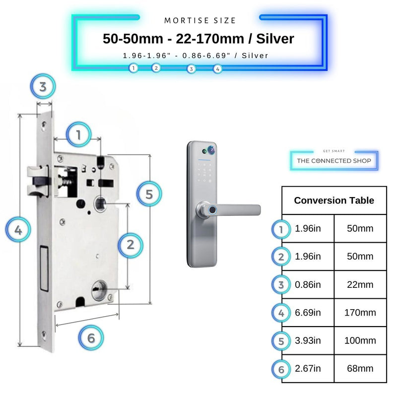 Universal Smart Door Lock Camera - 50-50mm (22x170mm) - Silver -