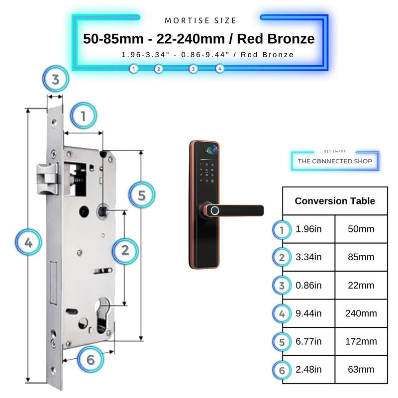 Universal Smart Door Lock Camera - 50-85mm (22x240mm) - Red Bronze -