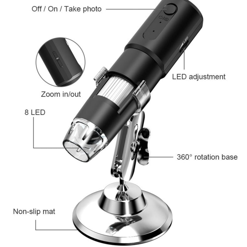 WiFi Microscope Camera - Black - -